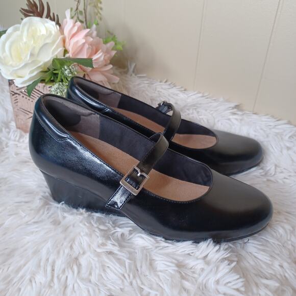 Dr. Scholl's Women's Be Ready Mary Jane Black Wedge Heels 8.5 - Picture 1 of 9